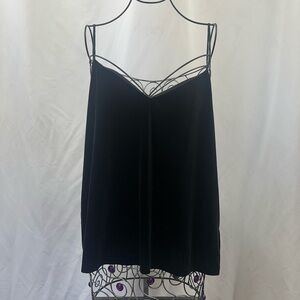 H&M black velvet spaghetti strap tank top size L